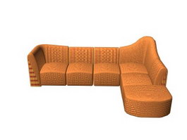 Living room corner fabric sofa 3d model preview