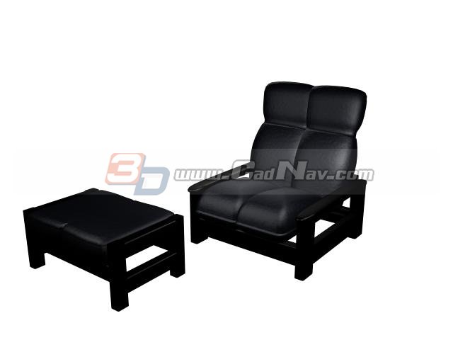 Leather Chair and Sofa footrest 3d rendering