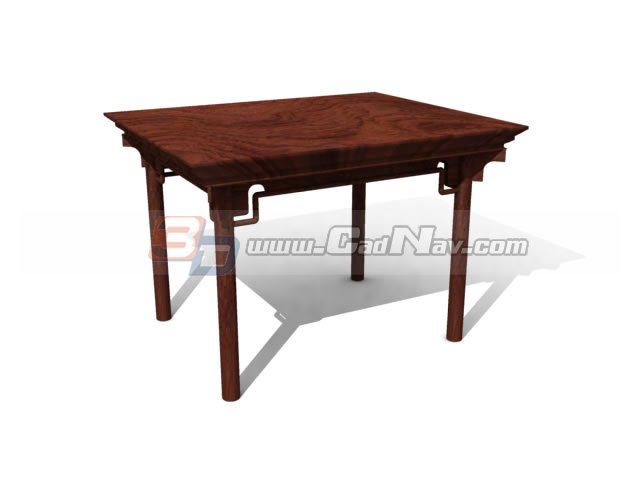 Cherry-wood kitchen table 3d rendering