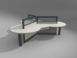 3 People Office workstation 3d model preview