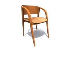 Solid wooden armchair 3d model preview