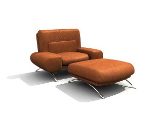 Living Room sofa chair and Footstool 3d model preview