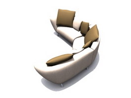 Sectional cushion couch 3d model preview