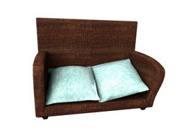 Rattan Sofa and Cushion 3d model preview