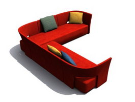 Living Room Corner Sofa Cushion 3d model preview