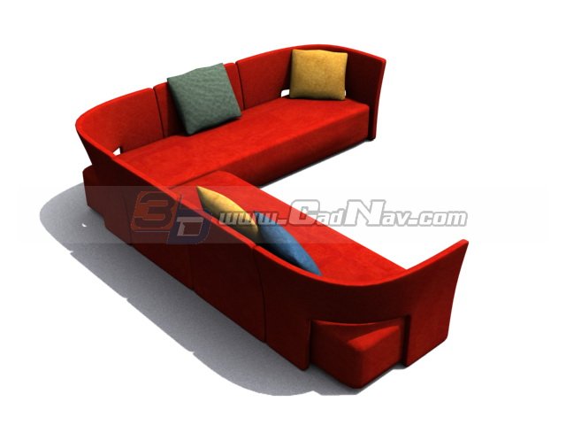 Living Room Corner Sofa Cushion 3d rendering