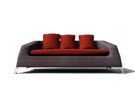 Three-seater upholstered sofa 3d model preview