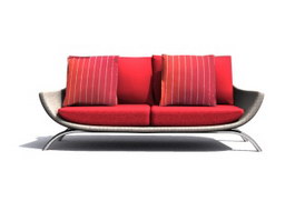 Double divan cushion couch 3d model preview