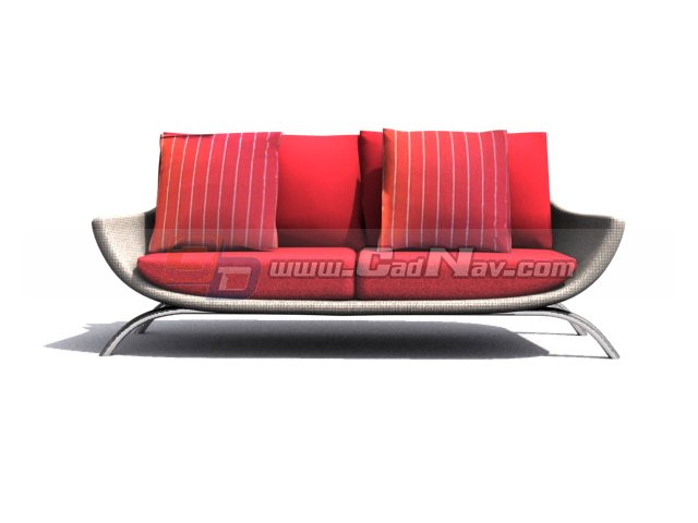 Double divan cushion couch 3d rendering