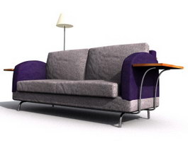 Cushion couch and floor lamp 3d model preview