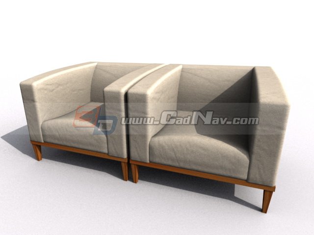 Low back upholstered sofa 3d rendering
