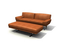 Couch settee and footstool 3d model preview