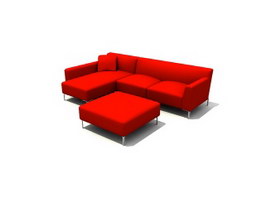 Living Room cushion couch sets 3d model preview