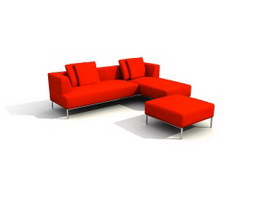 Corner sofa sets & footstool 3d model preview