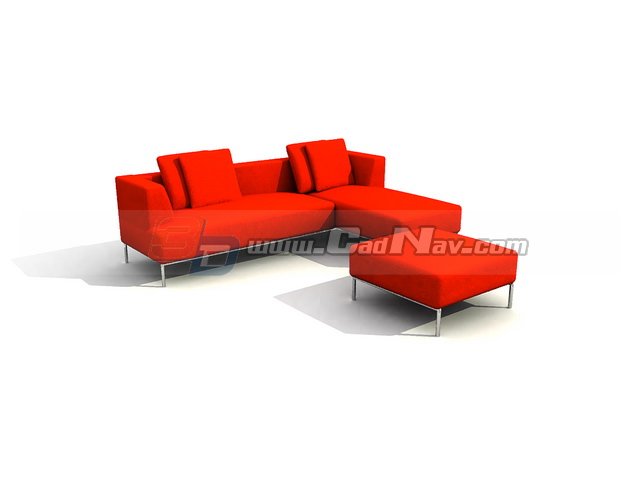 Corner sofa sets & footstool 3d rendering