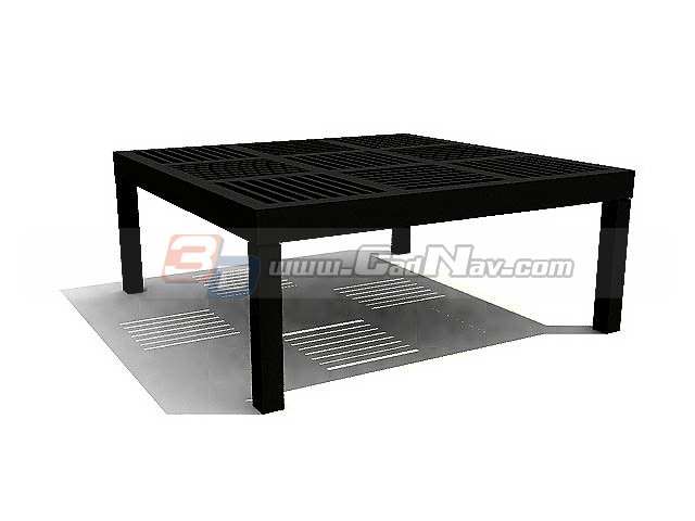Hollow-carved Wooden Coffee Table 3d rendering