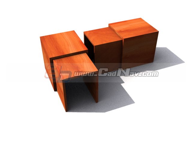Pull out wooden coffee table 3d rendering
