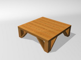 Carved wood tea table 3d model preview