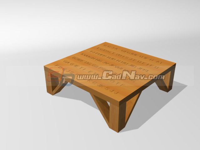 Carved wood tea table 3d rendering