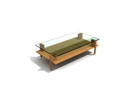 Glass top wood coffee table 3d model preview