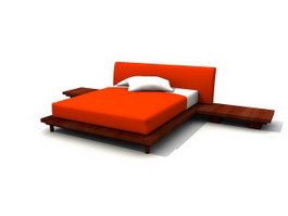 Wooden Bedstead Double-bed 3d model preview