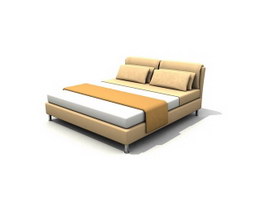 Leather upholstered bed 3d model preview