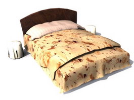 Queen-size fabric bed 3d model preview