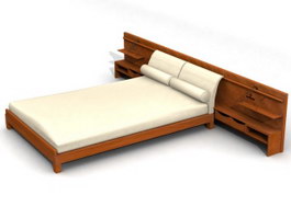 Stylish OAK Wood Bed 3d model preview