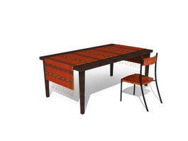 Dining Table and table cloth 3d model preview
