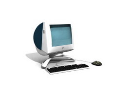Computer monitor and keyboard 3d model preview