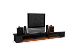 Living Room TV and Speaker 3d model preview
