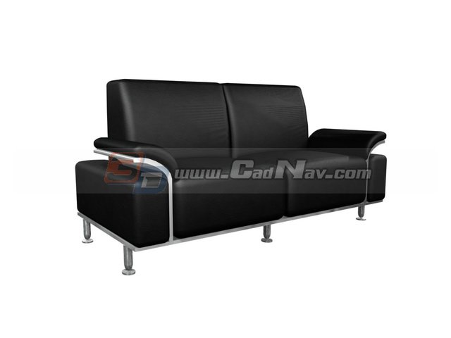 Steel frame leather sofa 3d rendering