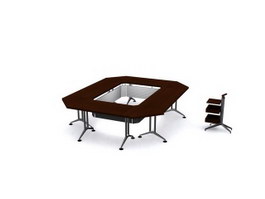 Office meeting desk and chair 3d model preview