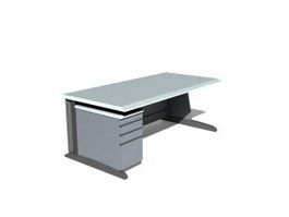 Office desk and movable locker 3d model preview