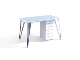 Modern office desk and file cabinet 3d model preview