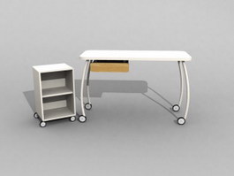 Portable workstation and Filing cabinet 3d model preview