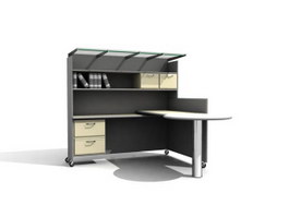 Office workstation with wall unit 3d model preview