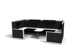 2 Seats Office Workstation Partition 3d model preview