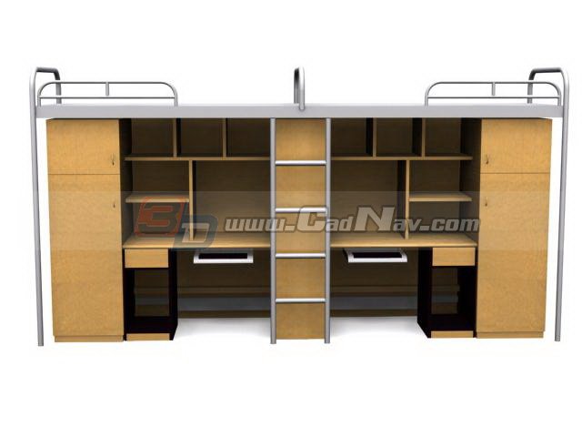 School Dormitory Bed unit sets 3d rendering