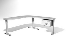 L shape work bench desk 3d model preview
