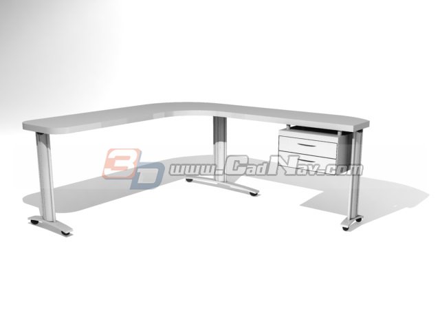 L shape work bench desk 3d rendering