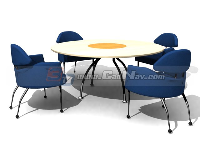 Retiring room table and armchair 3d rendering