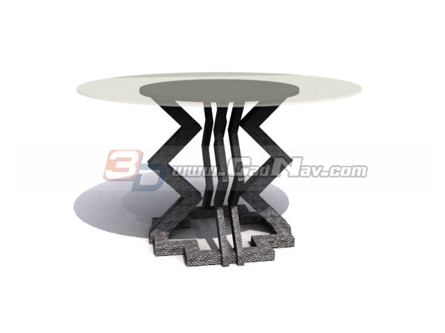 Antique Glass top tea table table 3d rendering
