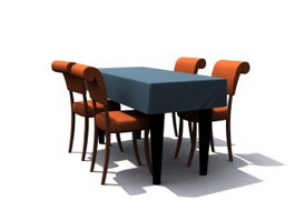 4 Seats Dining Room Sets 3d model preview