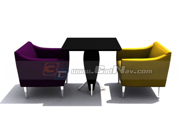 Coffee Shop Armchair and Table 3d rendering