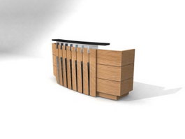 Cashier wood counter 3d model preview