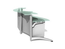 Modern office reception desk 3d model preview