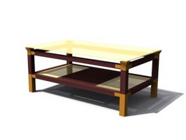 Glass Top wood tea table 3d model preview