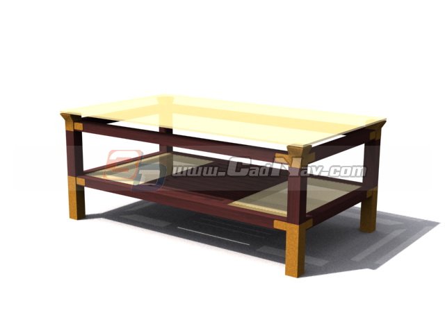 Glass Top wood tea table 3d rendering