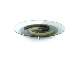 Glass round sofa table 3d preview